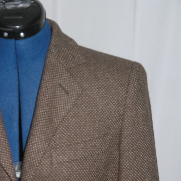 Giorgio Armani Black Label Cashmere Brown Birdseye Three Button Blazer Size 6